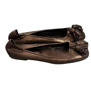 J. Crew bronze metallic leather tassel round toe ballet flat Made in Italy